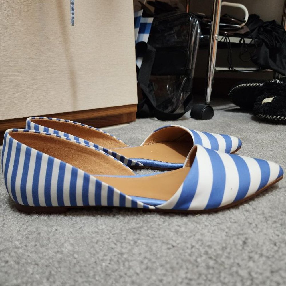 J Crew Stripe Zoe D’orsay Flats - Picture 3 of 8